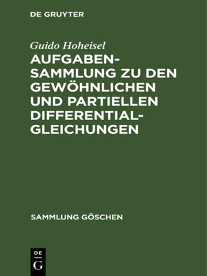 cover image of Aufgabensammlung zu den gewöhnlichen und partiellen Differentialgleichungen